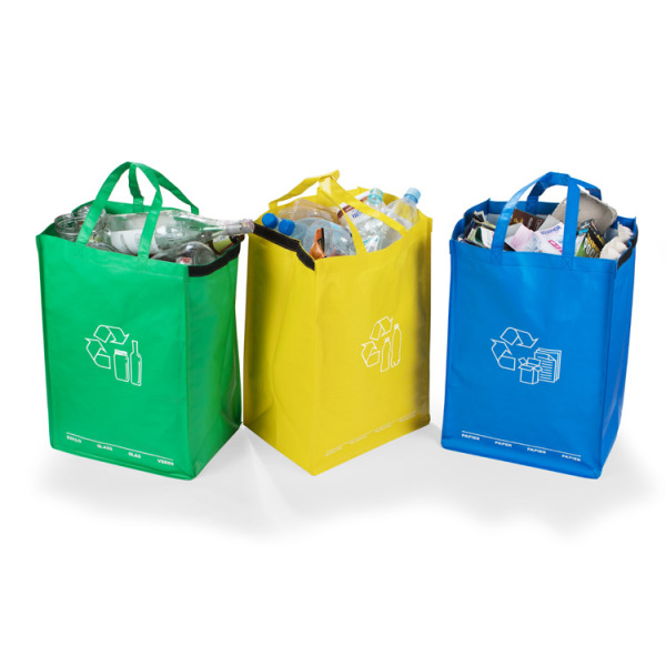 Recycle afvaltas in set van 3 voor scheiden van afval
